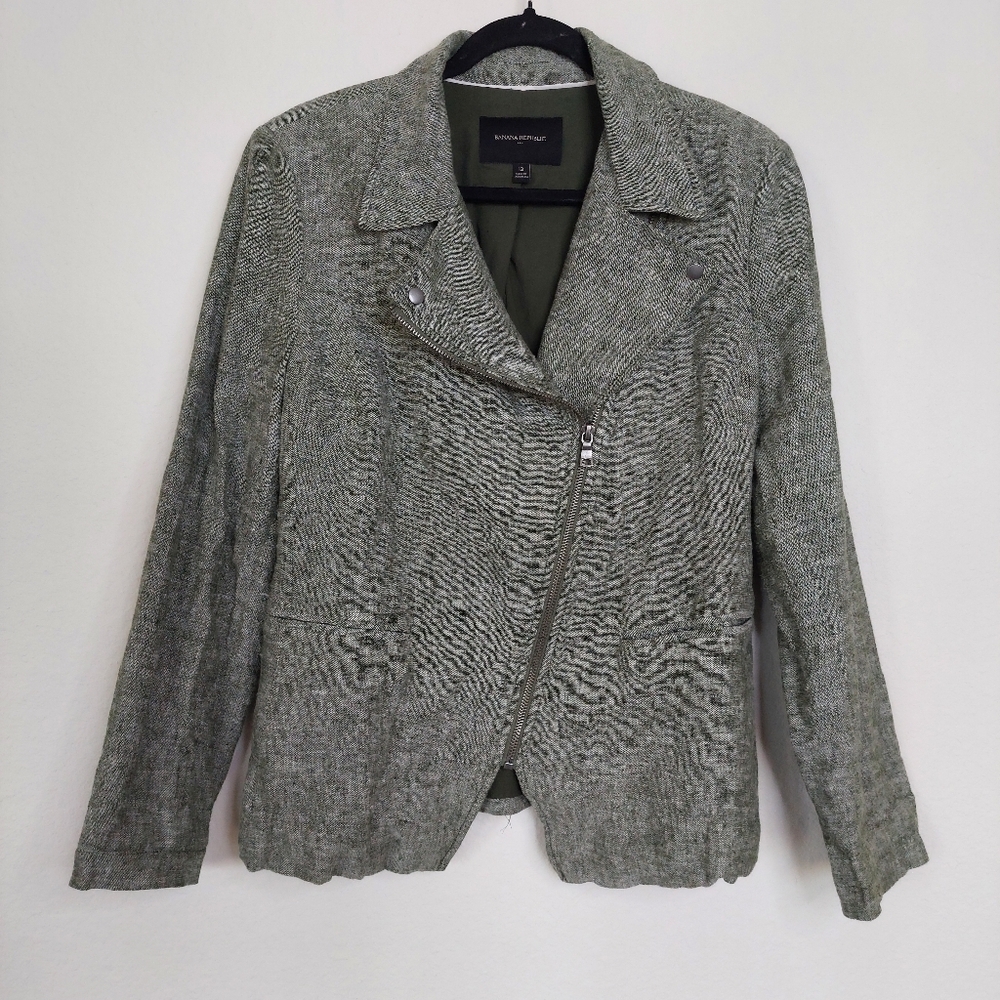Banana Republic Linen Blend Moto Jacket Size 12